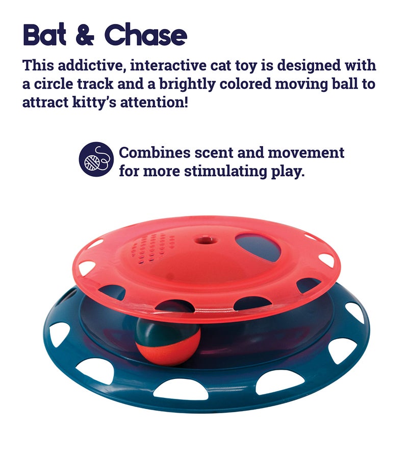 Catstages Catnip Chase Interactive Ball Track Cat Toy, Red and Blue - Image 3